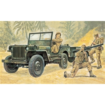 Willys MB Jeep + przyczepka + 3 figurki żołnierzy (314)