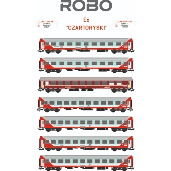 Expres CZARTORYSKI, (200701) - zestaw 7 wagonów z oświetleniem wnętrza