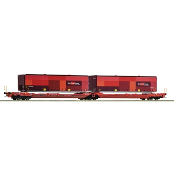 Dwie platformy ÖBB/RCW z naczepami Rail Cargo (6600033)